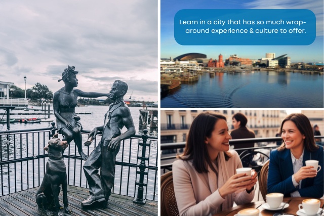 Cardiff Bay and conversation over coffee